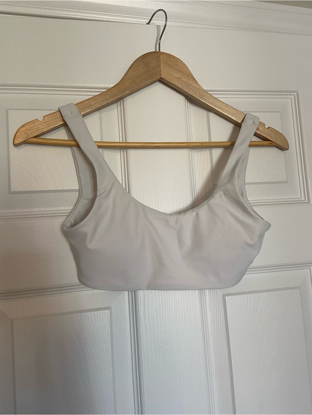 Zaful White Scoop Neck Bikini Top